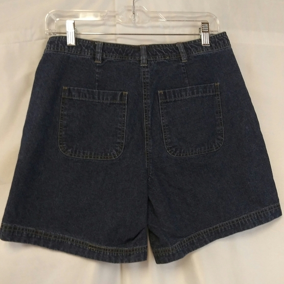 Cotton Ginny Vintage Blue Dark Wash High Rise Button Zip Drawstring Jean Short - Picture 5 of 8